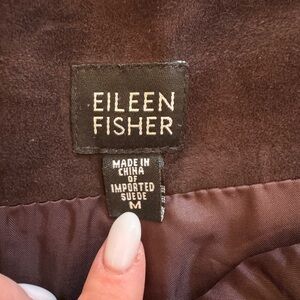 Eileen Fisher vintage chocolate goat suede Midi A-Line Skirt